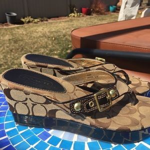 Coach brown signature wedge sandal